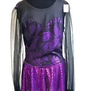 Dance Dress purple long sleeve mesh